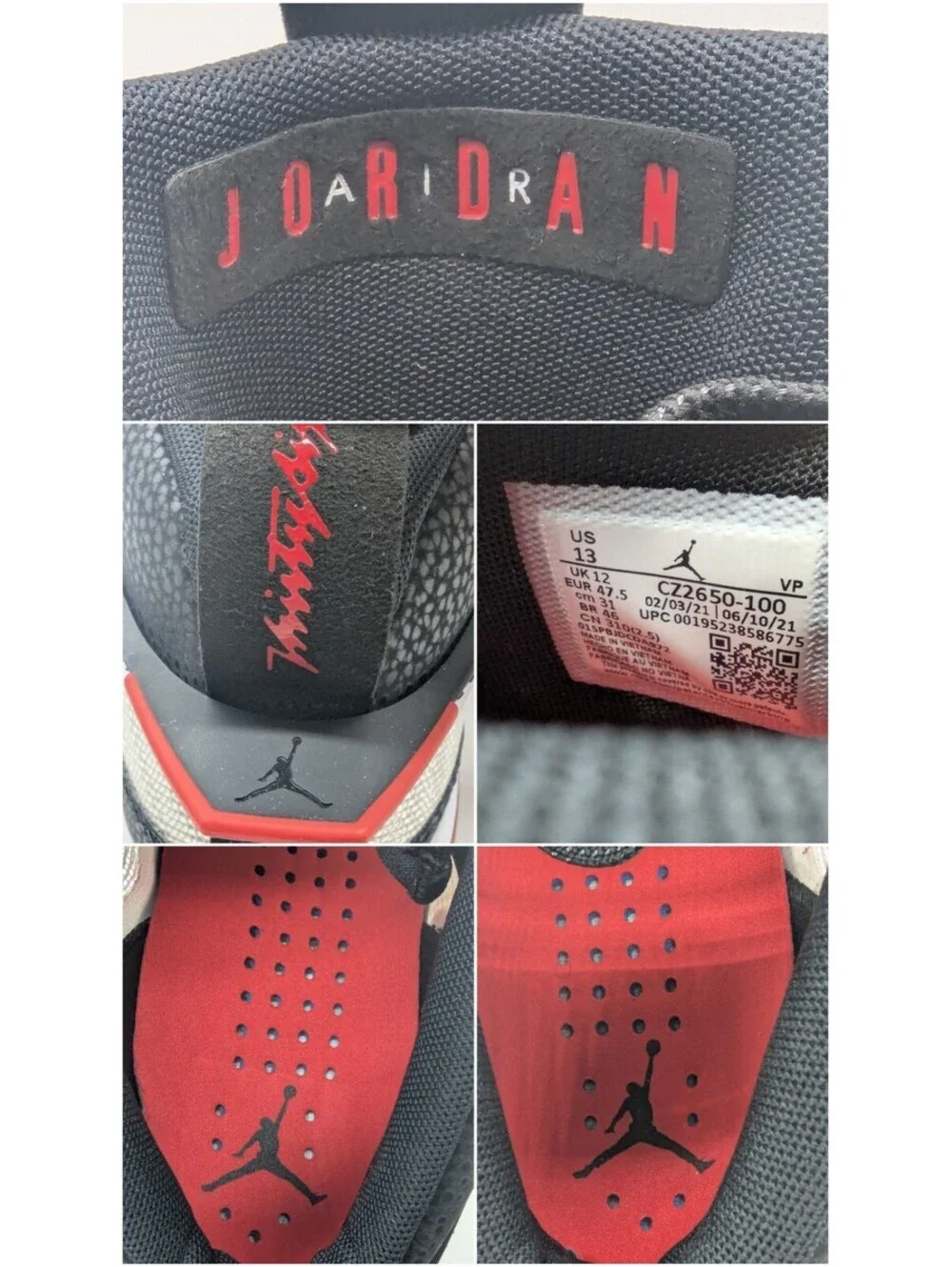 Nike Air Jordan 36 Psychic Energy White Black Red Mens Size 13 CZ2750-100 Shoes